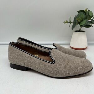 Stubbs & Wootton Beige Loafers with Black Trim